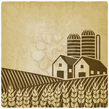farm in field old background. vector illustration - eps 10