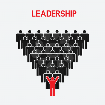 Leadership and teamwork concept. one man with raised hands - vector illustration. eps 8