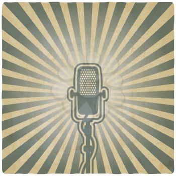 retro microphon. striped old background. vector illustration - eps 10