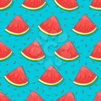 seamless pattern with watermelon on blue background. vector illustration - eps 8