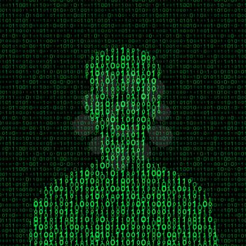 men silhouette with binary code. vector illustration - eps 8