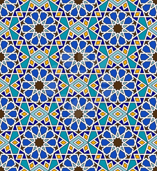 Mosaic arabic seamless pattern with geometric ornament. Vector illustration