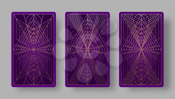 Tarot cards back set with geometric pattern. Vector illustration