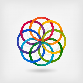Interlaced colored rings. floral symbol in gradient colors. vector illustration - eps 10