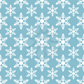 white snowflakes seamless pattern on blue background. vector illustration - eps 10