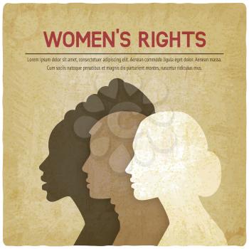 Women rights concept. Three of the female profile vintage background. vector illustration - eps 10