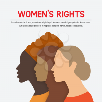 Women rights concept. Three of the female profile. vector illustration - eps 10