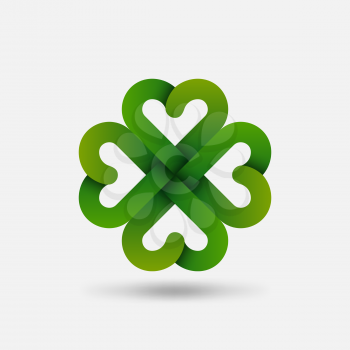 Green Four-leaf Lucky clover symbol. Vector illustration