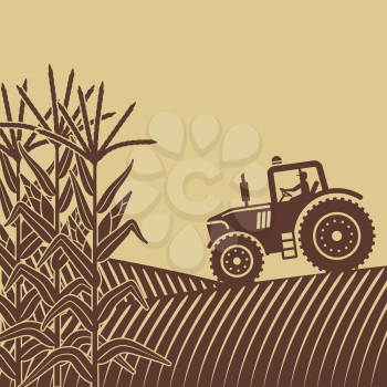 agricultural work in corn field. vector illustration - eps 8
