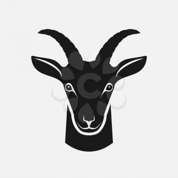 Goat head black silhouette. Farm animal icon. vector illustration - eps 8