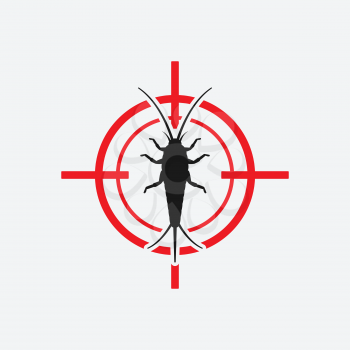 Silverfish icon red target. Insect pest control sign. Vector illustration