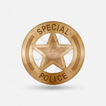 Vintage bronze badge. Special police star. Vector illustration