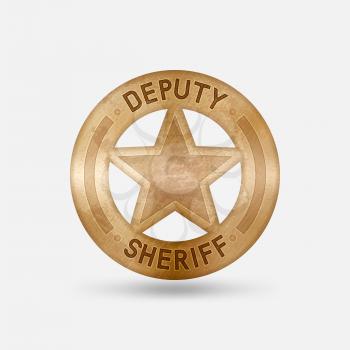Vintage bronze badge. Deputy sheriff star. Vector illustration