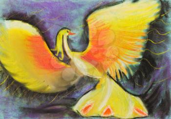 children drawing - yellow fairytale phoenix