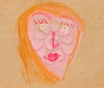 children drawing - woman full face with red hair