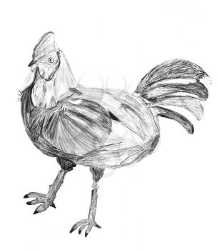 children drawing - chicken on white background