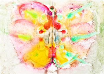 childs painting - abstract watercolour paint of butterfly
