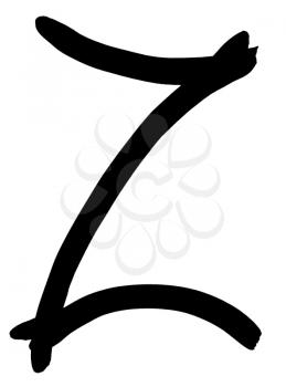 letter Z hand written in black ink on white background