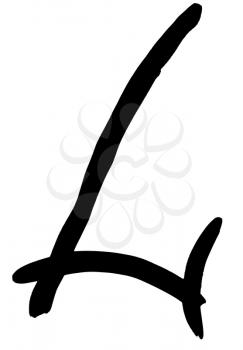 letter L hand written in black ink on white background