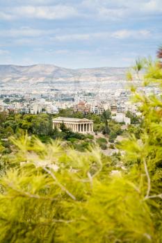 view on Athens and Temple of Hephaestus from Acropolis