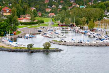 small swedish village in Stockholm suburb in overcast day