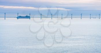 Middelgrunden - offshore wind farm near Copenhagen, Denmark at early morning