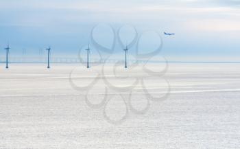 Middelgrunden - offshore wind farm near Copenhagen, Denmark at early morning