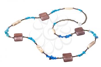 turquoise and glass beads isolated on white