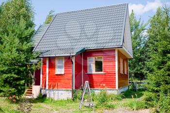 new small country house in summer day