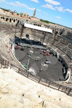 modern stage of antique arena in Nimes, France