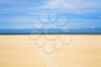 wide flat sandy beach le touquet in Normandy, France