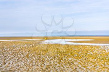 low tide on le touquet sand beach in Normandy, France