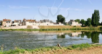 riverside small provincial town Amboise on the bank of river Loire, France
