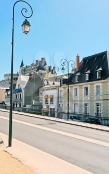 urban road in medieval town Amboise, France