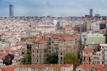 view from above on roofs of houses, Istanbul, Turkey