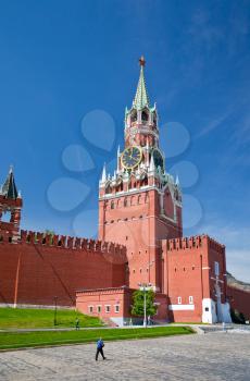 MOSCOW - MAY 28: Spasskaya Tower of Kremlin or Red Square on May 28, 2011 in Moscow