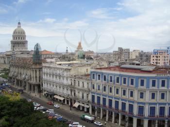 view on old Havana and National Capitol Building in Havana, Cuba 