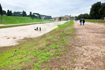 ground of ancient Circus Maximus on Palatine Hill in Rome, Italy