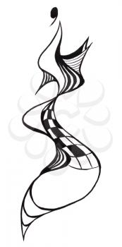 sketch of fashion model - design of evening dress based on snaking snake