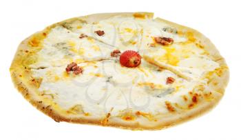 italian pizza four cheese isolated on white background