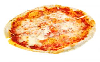thin italian pizza Margherita isolated on white background