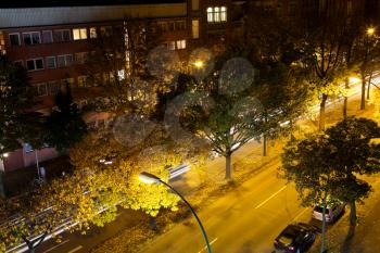 urban residential area in Berlin in autumn night