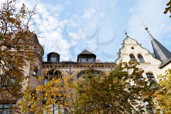 facade of urban villa of the 19th century on Fasanenstrasse in Berlin in autumn