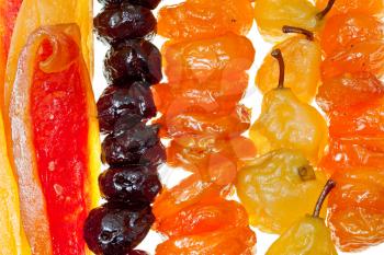 armenian sugared sweet fruits close up