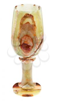 empty wine glass from onyx mineral isolated on white background