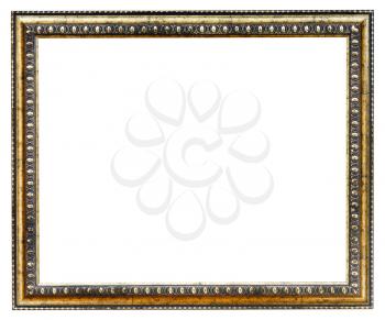 gilded ancient narrow picture frame with cutout canvas isolated on white background