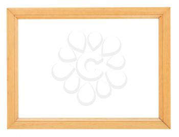 simple yellow wooden picture frame with cutout canvas isolated on white background
