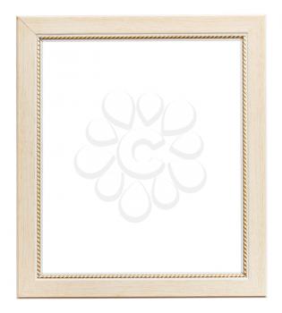 white flat vertical picture frame with cutout canvas isolated on white background