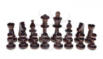 set of black chess figures isolated on white background