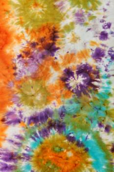 abstract stained pattern of painted silk batik on handmade scarf